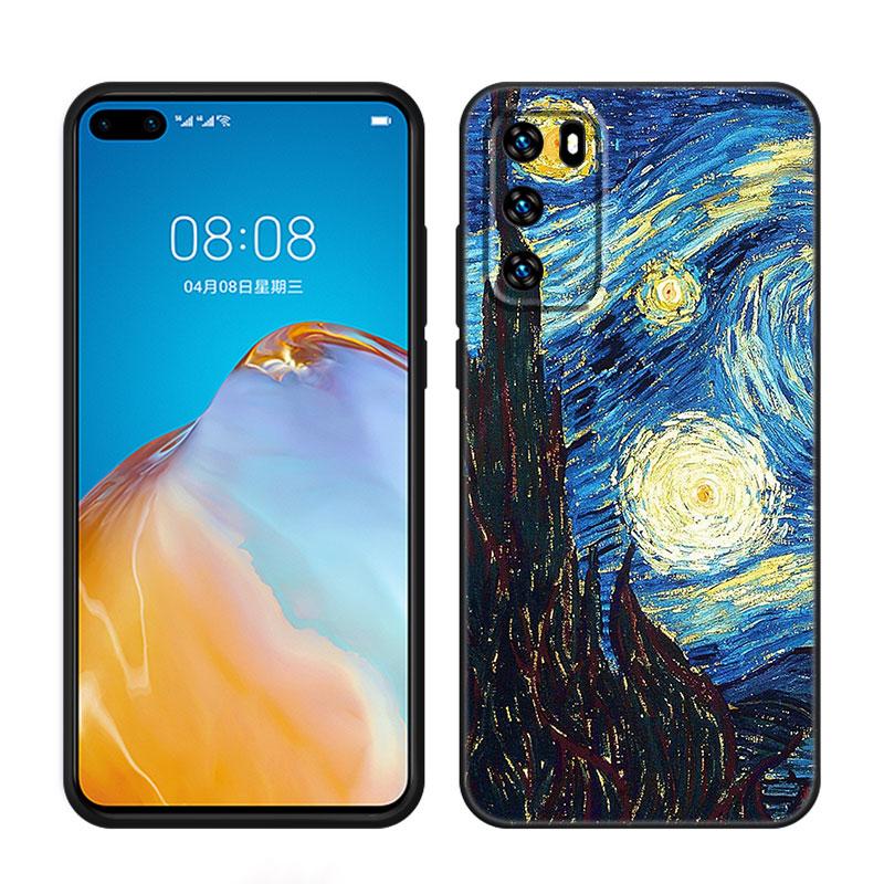 Звездная ночь Ван Гога Черный чехол для телефона для Huawei P10 P20 P30 P40 Lite P50 P60 Art P50E P Smart Z 2018 2020 2021 Pro 2019