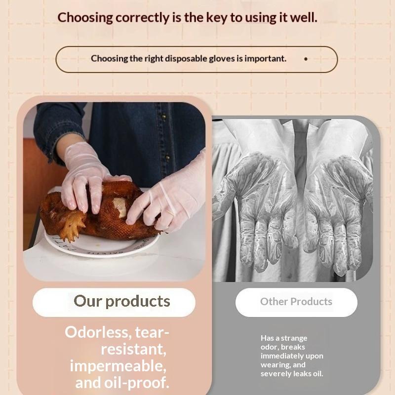 Disposable PVC Work Gloves Powder Free 100/200Pcs Waterproof Anti-oil for Car Washing Household Chores Food Prep