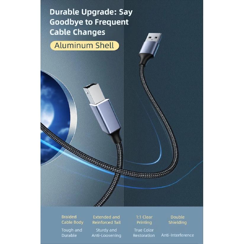 Male to Male USB C to USB B 3.0 Cable Data Transfer Gold Plated Type-C Printer Cable Durable High Speed for Epson/HP/Canon