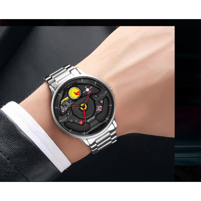 SANDA Мужские часы полые кварцевые часы с рулевым колесом кварцевые часы крутые повседневные индивидуальные водонепроницаемые кварцевые часы