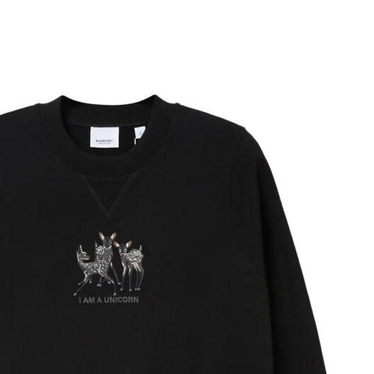 (WMNS) Burberry SS21 Pattern Embroidered Cotton Loose Sports Hoodie Black Women's 80428831