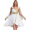 Womens Irregular Hem Chiffon Dress Gold Stamped Design Sleeveless Style Hidden Zipper Cuffs Party Performance Gown