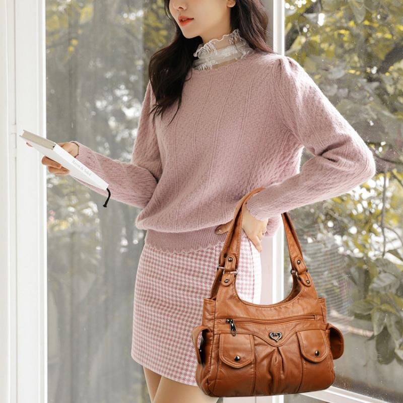 Luxury Bags Women PU Leather Shoulder Bags For Lady Casual Tote Bags Large Capacity Work Vintage Handbags Multifunctional Totes