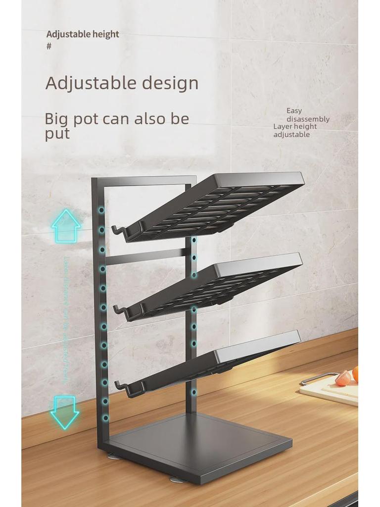 Многоуровневая стойка для хранения кастрюль на кухне, под раковиной и на столешнице
