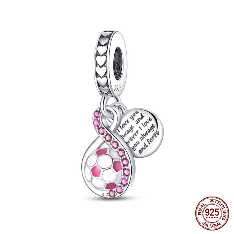 100% Медь Серия I Love Soccer Шармы-подвески в виде трофея удачи для футбола Подходят для оригинальных браслетов Qikaola Изысканные украшения своими руками