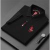 Серая рубашка-поло в стиле business casual с вышивкой из ткани non-iron