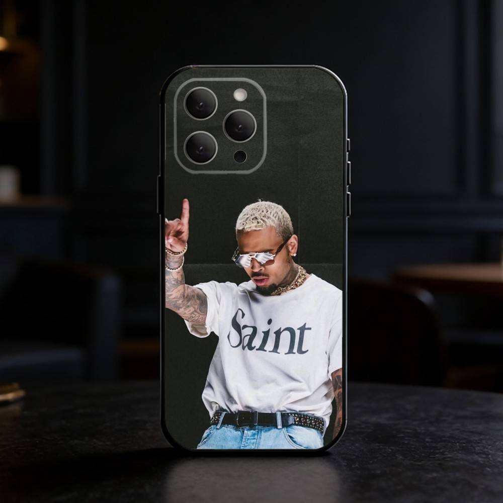 C-Chris Brown A-American Rapper Phone Case For iPhone 17,16,15,14,13,12,11 Plus,Pro Max,SE4Soft Silicone Black Cover