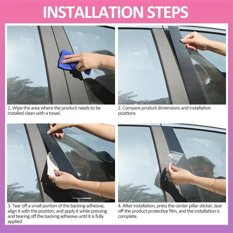 6pcs Car Window Trim Cover Parts B C Column Pillar Posts Door Sticker Decal Accessories for Nissan Qashqai J10 Dualis 2006~2013