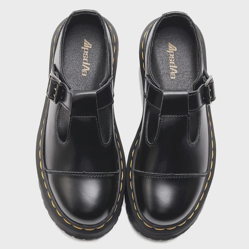 Женские кожаные туфли Мэри Джейн на платформе с Т-образным ремешком в британском стиле