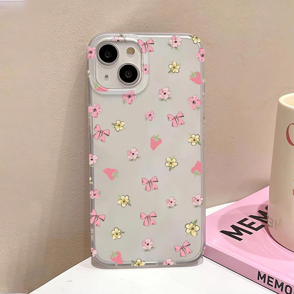 Soft TPU Matte Phone Case for iPhone 15 Pro Max 11 13 14 Plus 12 Mini 13promax 14promax 15promax Transparent Flower Fundas Cover