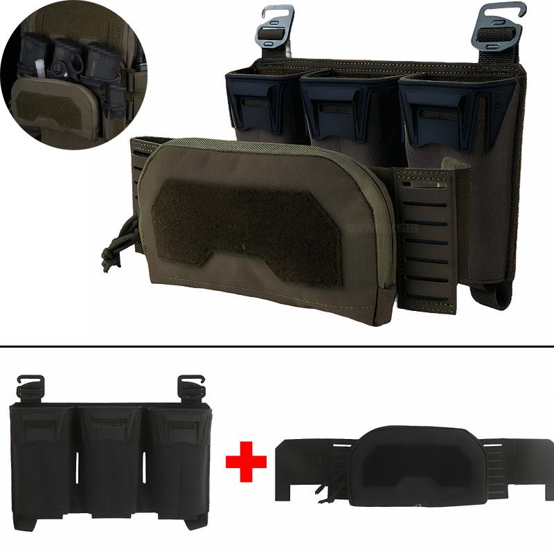 Admin Pouch with Multi-caliber 5.56 9mm Triple Mag Pouch MOLLE Front Placard System 2nd Layer Airsoft Pouches