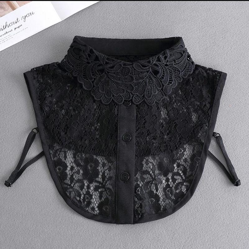Fashion White Fake Collar Women Detachable Collars Black Woman False Collar Lace Removable Half Shirts Tie Top Collars Decor