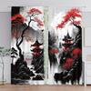 2pcs, Chinese Mountain Lnk Painting Print Curtain,Rod Pocket Mount,Polyester Material For Living Room Bedroom Kitchen Free Ship