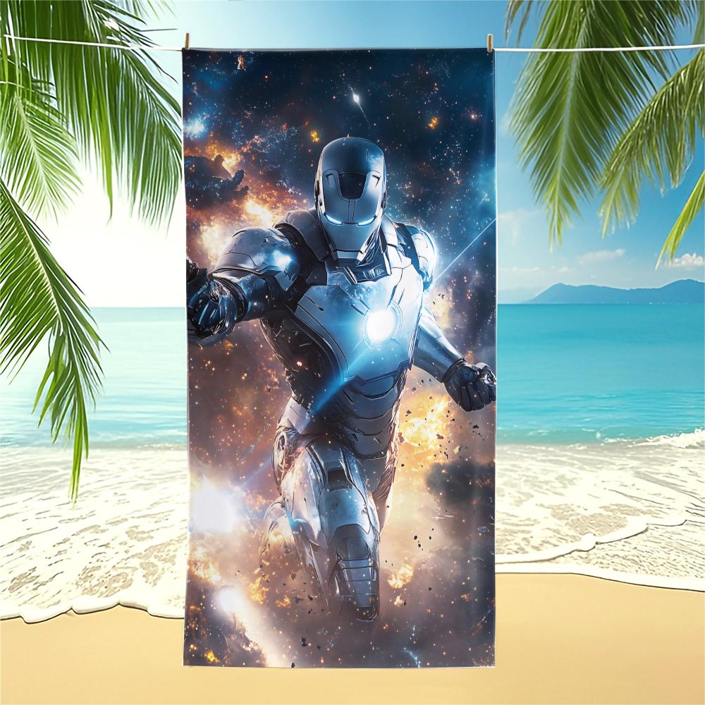 Marvel Iron Man Beach Towel,Superhero Pool Towel,Absorbent Towel Lightweight Towel,Bathroom Swimming,Best Gift for Teens