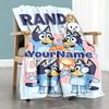 Bluey 121 Customize Text Blanket Throw Personalized Blanket Comfortable Perfect for Nap Bedding Couch Living Room Ideal for All Seasons