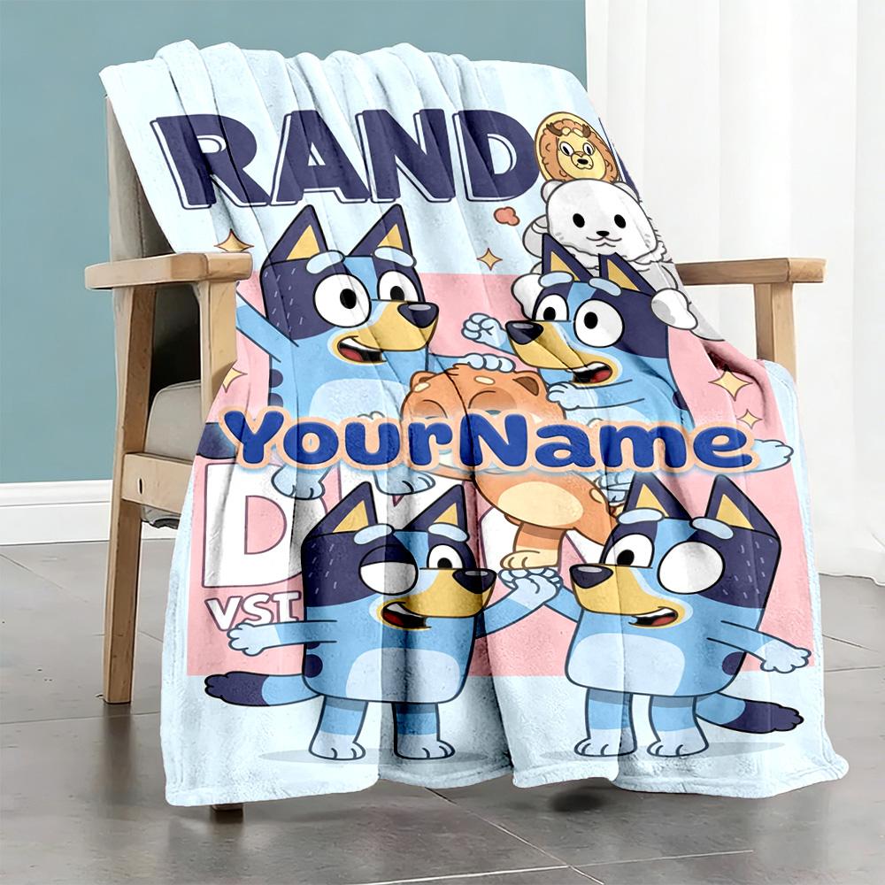 Bluey 121 Customize Text Blanket Throw Personalized Blanket Comfortable Perfect for Nap Bedding Couch Living Room Ideal for All Seasons