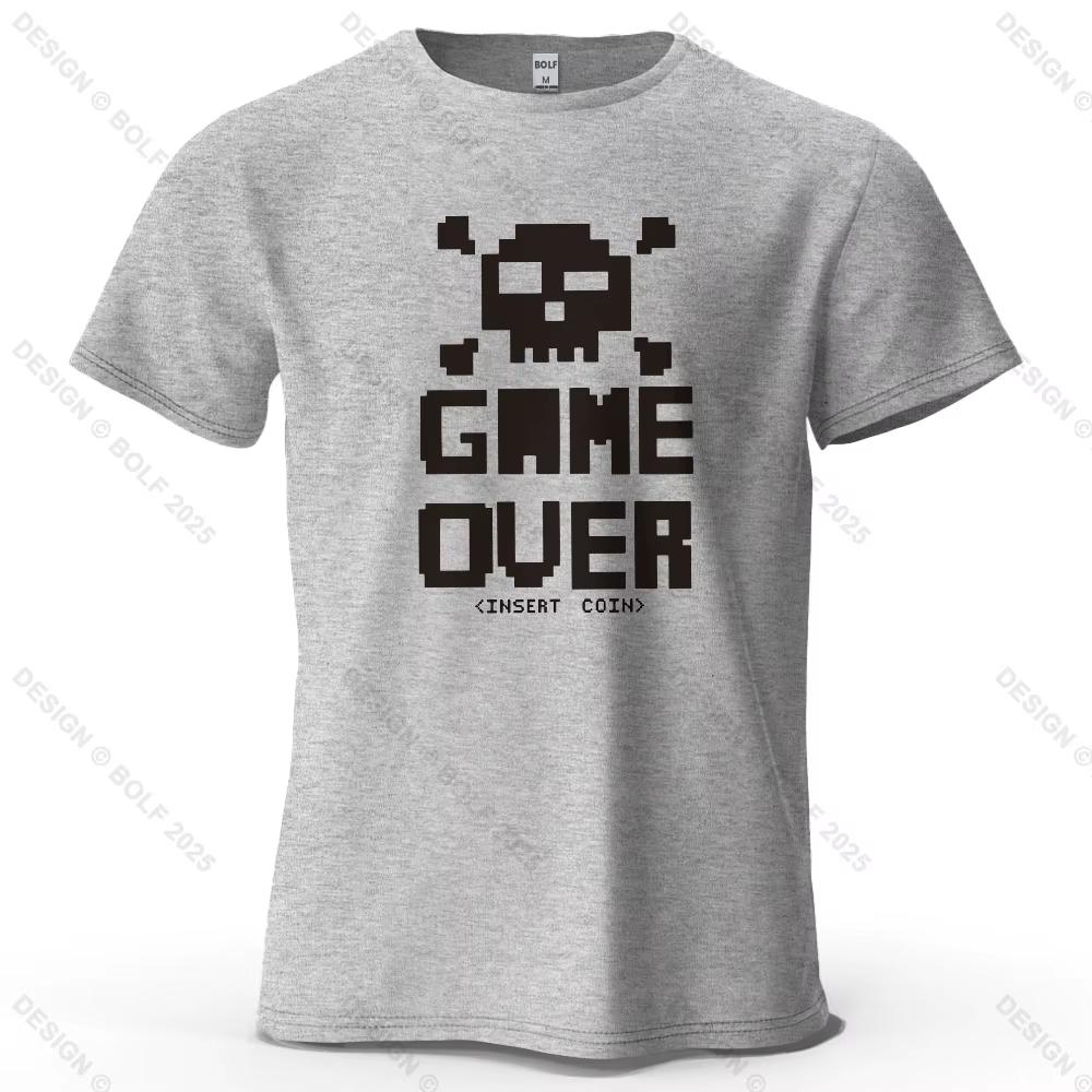 Unisexs Game Over Graphic Short Sleeve TShirt Cotton Breathable Vintage Printed Tops Tee For Unisex Summer Casual Sportswear