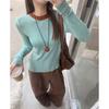 High-end Round Neck Contrasting Color Knitted Bottoming Shirt for Women 2024 Autumn and Winter New Sweater with Slim Fit and Lazy Style Top