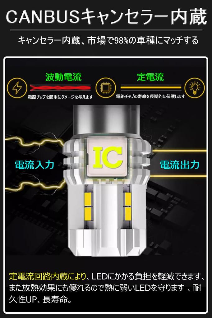 S25 LED Double Explosive White Back Lamp, Built-in Canceller, 180 Degree Step-Off Pin, BAY15D