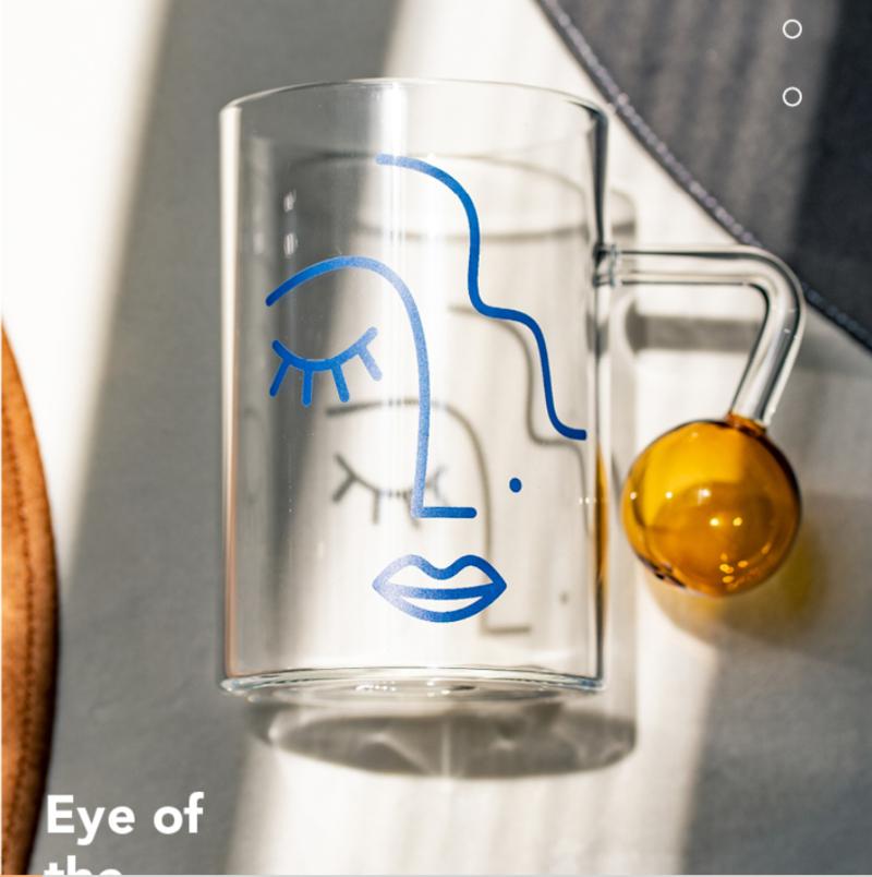 Printed Transparent Creative Resistant Glass Tea Tea Drink Breakfast Beer Glass Ice Glass Cup Holder Drink Milk Milk Cup Juice | Beer Bowls (Transpare