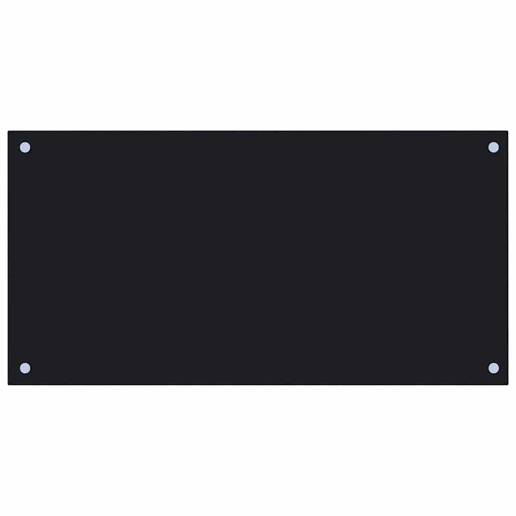 Black Kitchen Backsplash Tempered Glass 80 x 40 cm