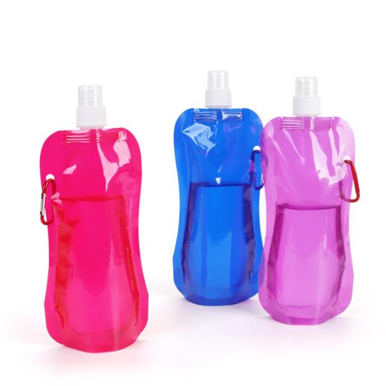 Collapsible Water Bottle 480ml BPA Free Reusable Water Pouch Hiking Camping Travel Sports Folding Water Bag Portable Leak-Proof