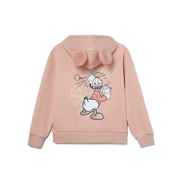 Li Ning X Disney Collaboration Sports Lifestyle Series Fleece Lined Pullover Hoodie Women Hoodies Smoky-Rose-Pink AWDR690-4