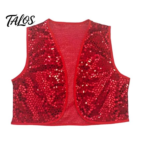 Unisex Sequin Tank Top Shiny Vest for Kids Adults, Sparkling Disco Party Vest, Halloween Performance Clothing Sleeveless Costume Christmas And