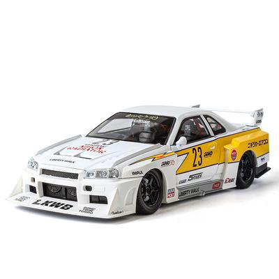 1/24 Nissan Skyline GTR-R34 S15 гоночный автомобиль из легкого сплава, модифицированные транспортные средства, литая металлическая модель автомобиля, звуковая и световая детская игрушка в подарок C354