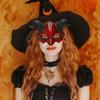 Demon Half Face Mask Realistic Red Satan Goat Mask with Adjustable Strap Halloween Cosplay Party Costume