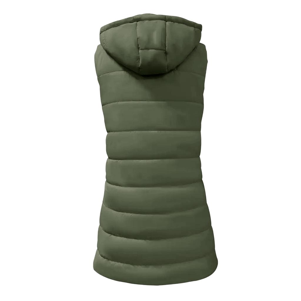 Women's Long Vest Plain Sleeveless Hood Winter Vest Outwear Jacket Lightweight Warm Coat Outerwear