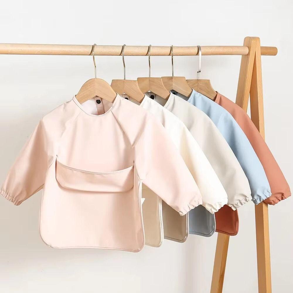 Waterproof Long Sleeve Bib Soft Material Children PU Bibs Toddlers Feeding Apron Baby Accessories