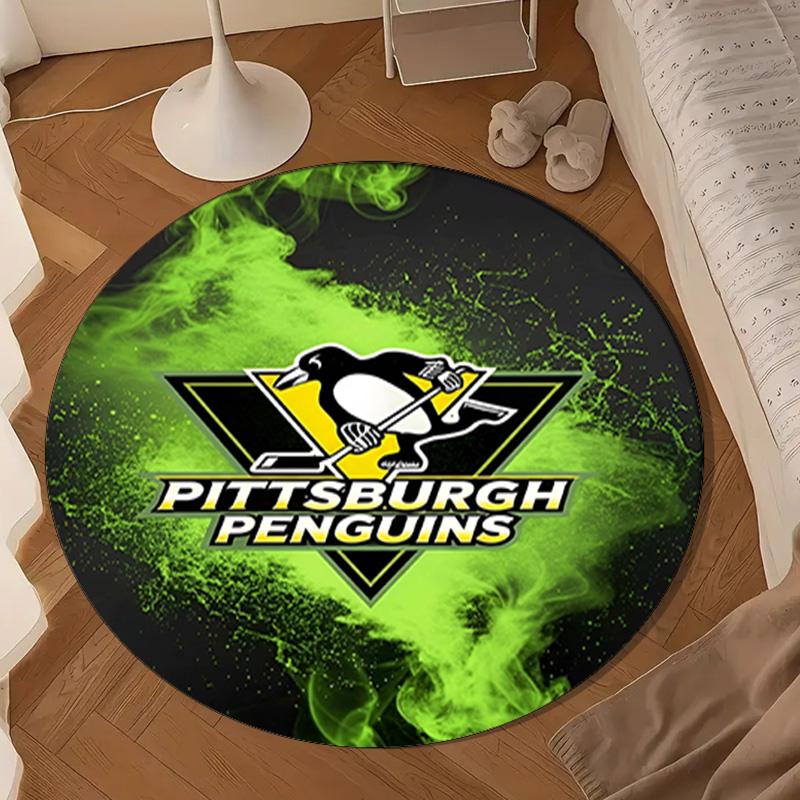 Penguins Hockey Jersey Round Rug for Livingroom,Bedroom, Palyroom, Chair Rug, Area rug, Circle Carpet, Large Size Decor Fan Christmas gift