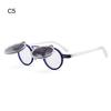 Steampunk Flip Up Sunglasses Retro Rivets Vintage Small Round Popular Sun Glasses Double -Layer Flip Lens Punk Eyeglasses Uv400