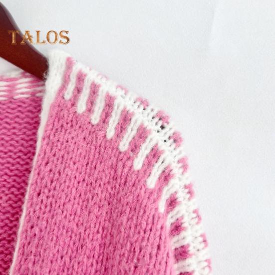 Весна Осень Женское Пальто Трикотажное Толстое Свободное Длинные Рукава Кардиган Однотонный Теплый Повседневный Повседневный Рабочий Уличный Свитер Куртка