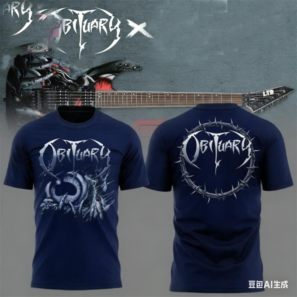 Summer men's T-shirt New Rock Obituary Band skulls Print T-shirt Men Women Fashion Oversized Short Sleeve Tshirt Graphic T-shirt