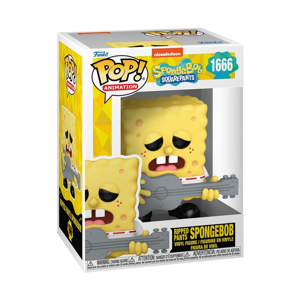 SpongeBob SquarePants Torn Pants 25th Anniversary Figure SpongeBob SquarePants Anniversary Glove Light Funko Vinyl Animation Funko w/Guitar Pop!