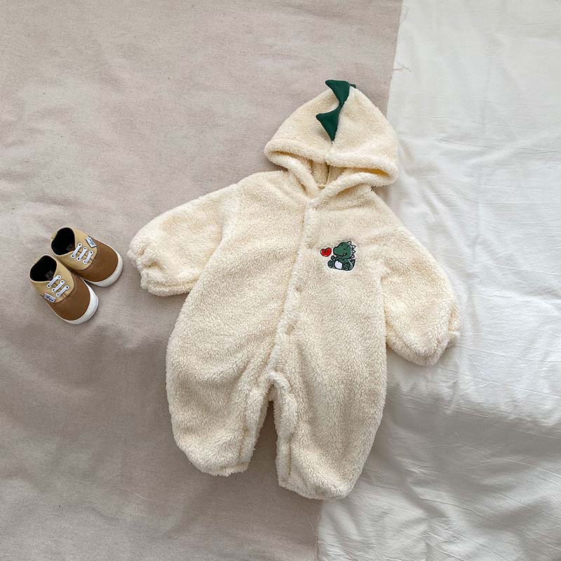 Cartoon Baby Romper Cute Dinosaur Bear Girls Onesie Cotton Hooded Long Sleeve Boys Bodysuit Autumn Winter Newborn Clothes