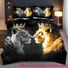 Three-Piece Lion King Digital Printing 3D Quilt Cover, Bedding Home Textiles Three-Piece Set, Made