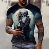 Men's T-Shirt Skeleton Pattern 3d Print Short Sleeve Casual Man Clothes Summer New Sport Shirts Oversized Tees for Men