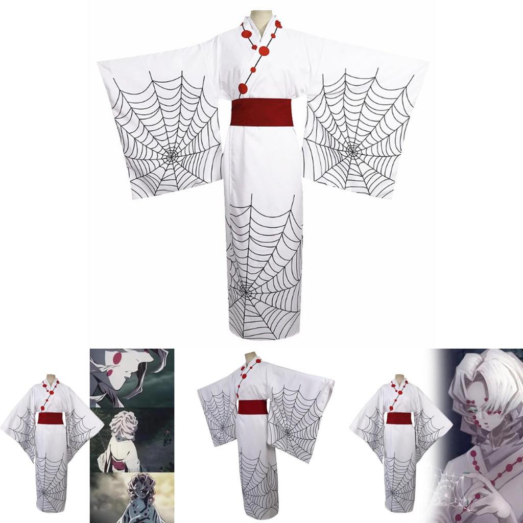 Клинок, рассекающий демонов Двенадцать Кидзуки Руи Косплей Костюм Кимоно из смесовой ткани с хлопком