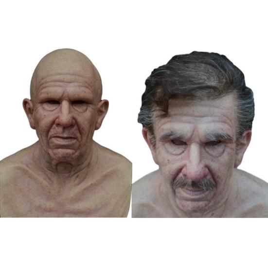 Полная голова Хэллоуин Страшный ужас Старик Резиновая крышка для лица Косплей Реквизит для вечеринки