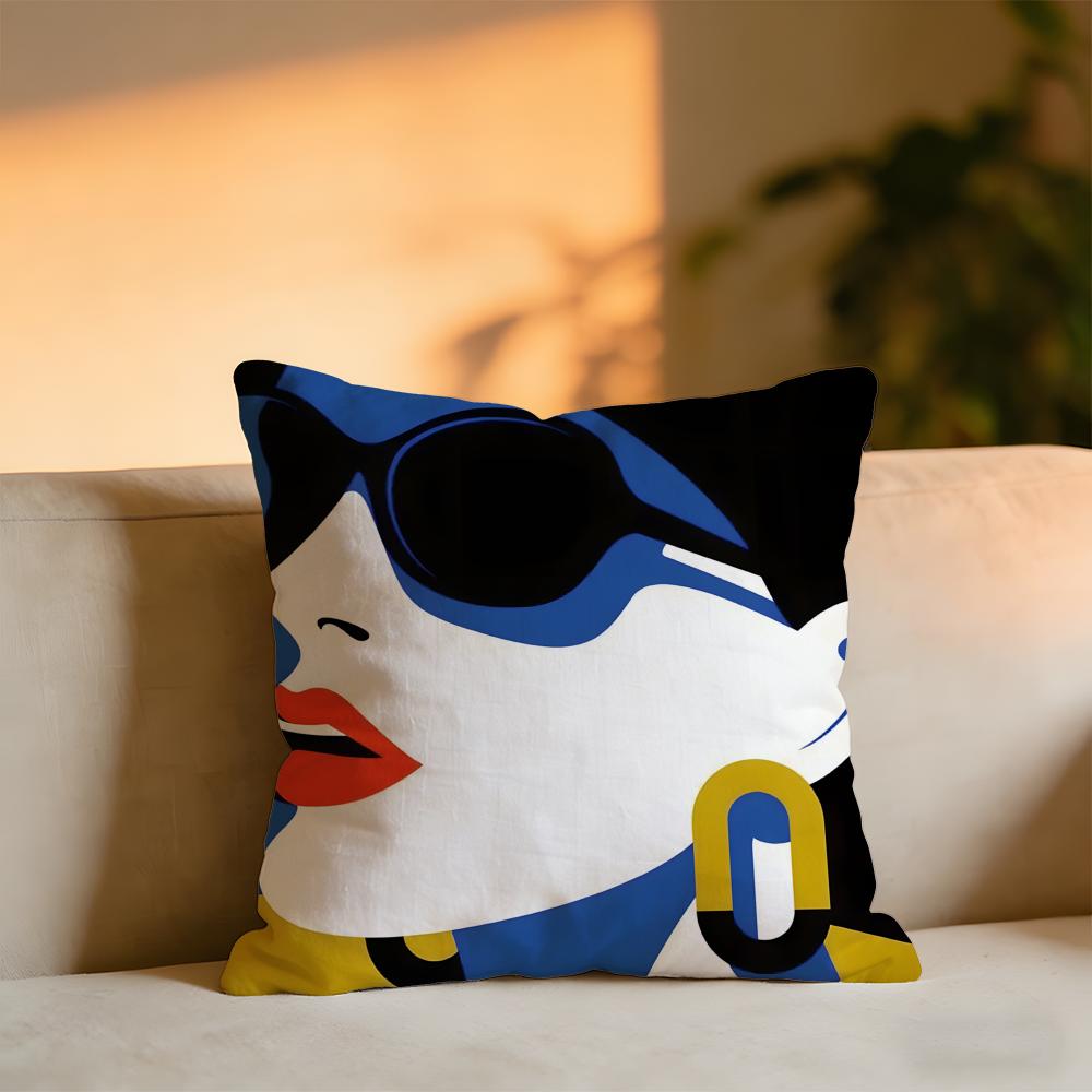 Pop Style Modern Girlcreativity Fashion Cushion Cover Cozy Velvet Throw PillowSoft Warm Cushion For Sofa Bed