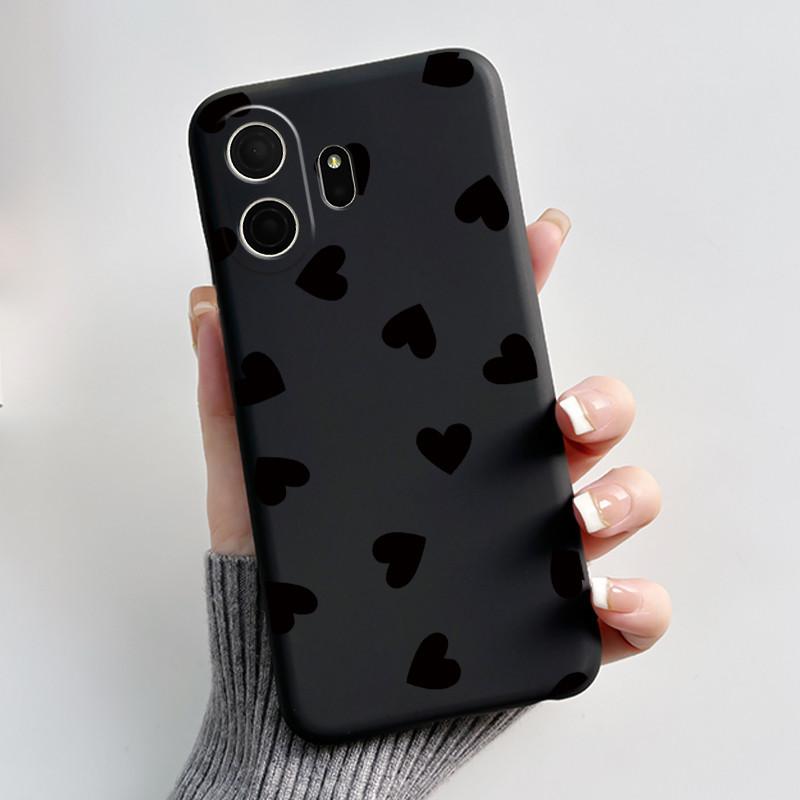 Для чехла TCL NxtPaper 70 Pro Роскошный Милый Кролик с Сердечком Забавный Мягкий Черный ТПУ Силиконовый Чехол для Телефона Для TCL NxtPaper70 Pro Задняя Крышка