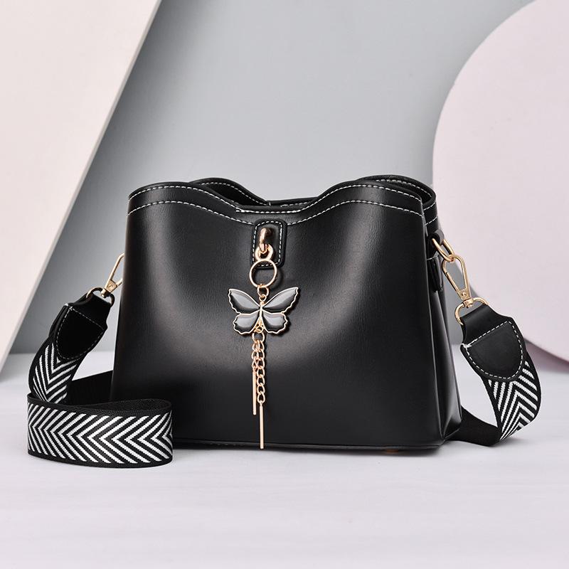 Women's Bag Single Shoulder Bag 2023 New Fashion Versatile Bucket Bag Women's Wide Shoulder Strap Bowknot Lady's Bag