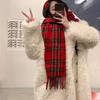 Unisex Thick Plaid Scarf: Korean & Japanese Styles, Autumn-Winter Cashmere Feel, Warm Tassel Shawl, Neck Warmer