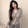 American Gentle Women's Knitted Sweater: Autumn Long-Sleeve Slimming Cardigan with Lapel Design