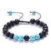 8mm Turquoise Volcanic Stone Energy Bracelet - Adjustable Braided Lava Stone Couple Bracelet