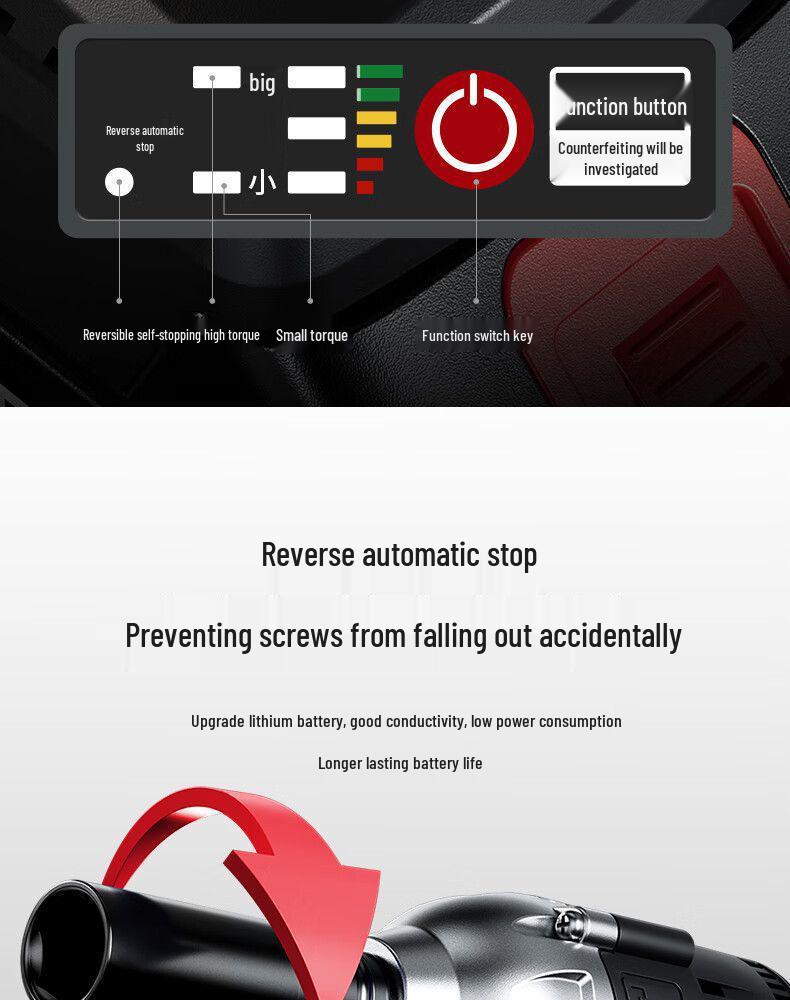 Бесщеточный электрический ударный гайковерт с высоким крутящим моментом и литиевой батареей для авторемонта, монтажа строительных лесов и деревообработки