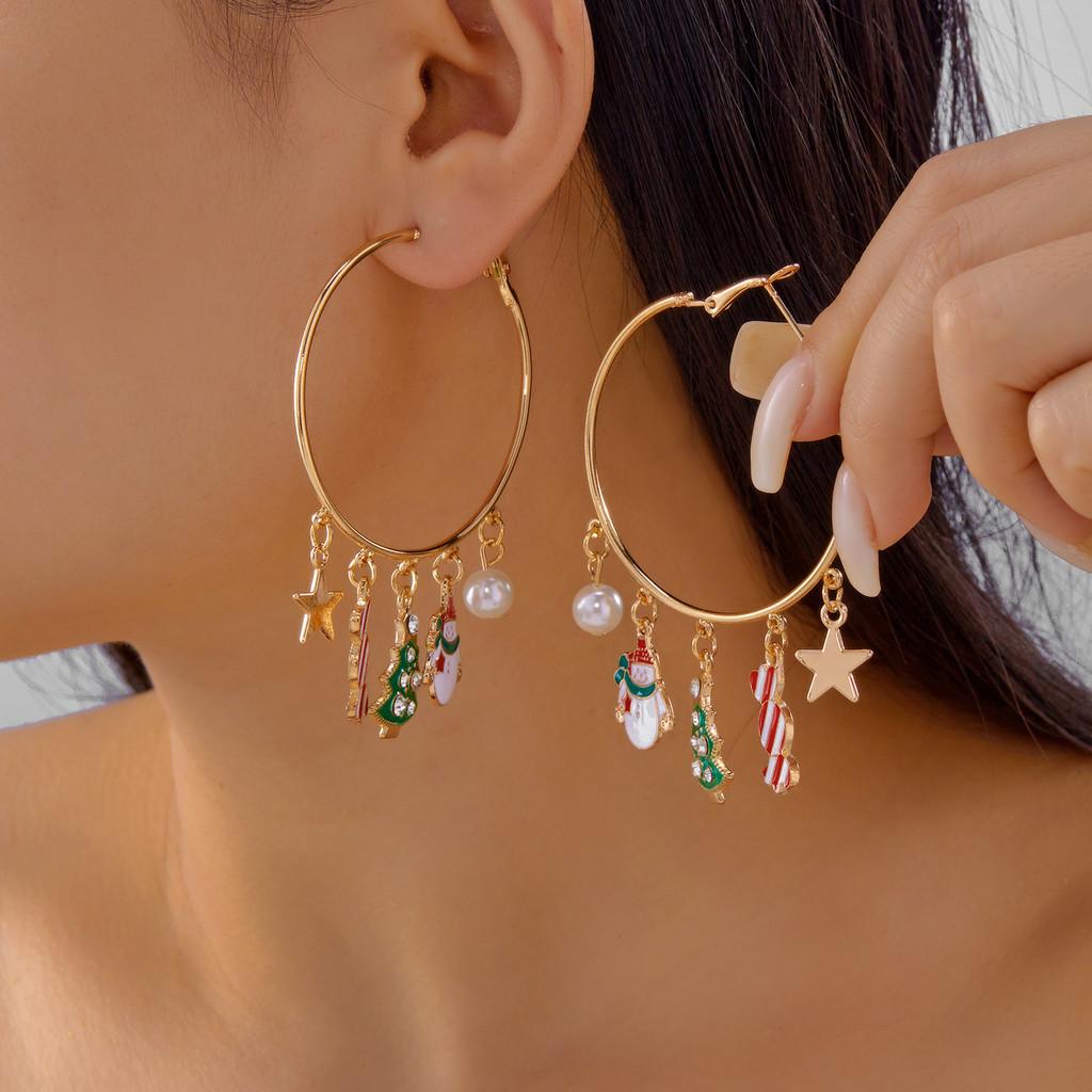 Snowflake Christmas Necklace And Earrings Set With Alloy Accents For Seasonal Gift